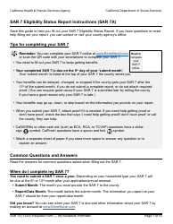 Form SAR7A Sar 7 Eligibility Status Report Instructions - California