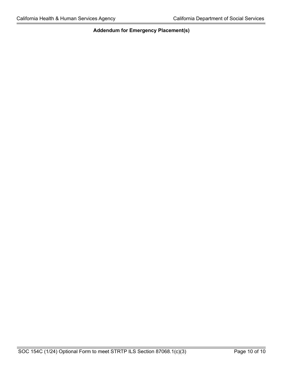 Form SOC154C Admission Agreement Child Placed by Agency Into Strtp - Agency - Short-Term Residential Therapeutic Program (Strtp) - California, Page 10