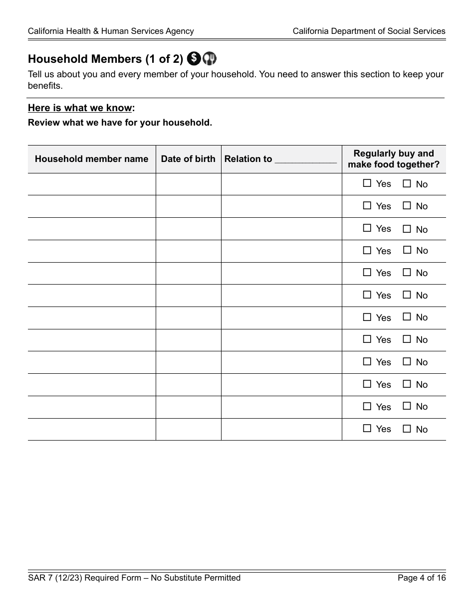 Form SAR7 Eligibility Status Report - California, Page 4