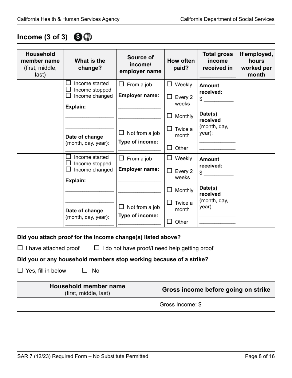 Form SAR7 Eligibility Status Report - California, Page 8