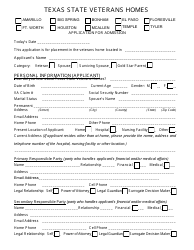 Veterans Homes Application for Admission - Texas, Page 3