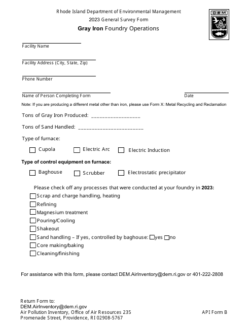API Form B 2023 Printable Pdf