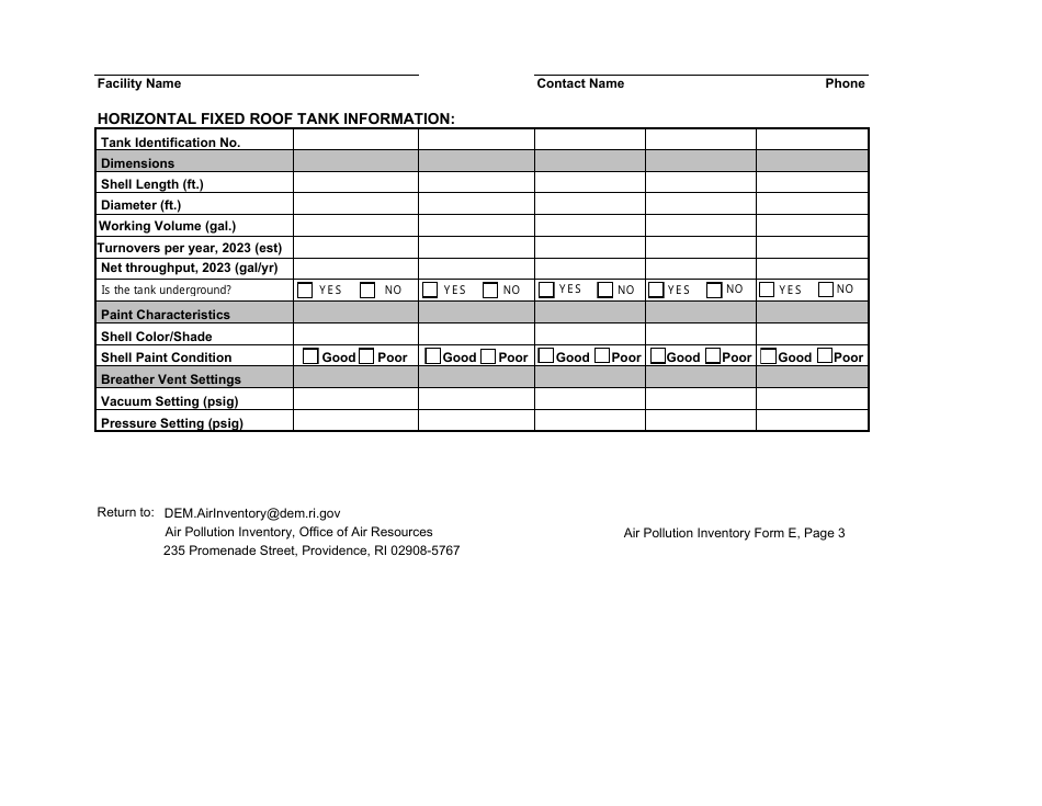 API Form E3 Download Fillable PDF or Fill Online Horizontal Fixed Roof ...