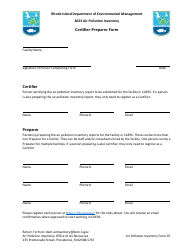 Document preview: API Form CP Certifier-Preparer Form - Rhode Island, 2023