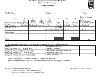 Document preview: API Form M4 Ethylene Oxide Use - Rhode Island, 2023