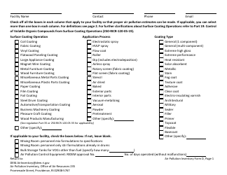 API Form D Surface Coating Basic Spreadsheet - Rhode Island