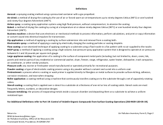 API Form D Surface Coating Basic Spreadsheet - Rhode Island, Page 2