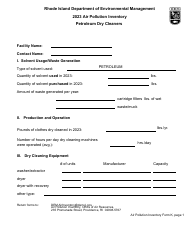 Document preview: API Form K Petroleum Dry Cleaners - Rhode Island, 2023