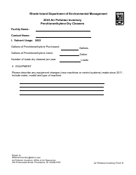 Document preview: API Form H Perchloroethylene Dry Cleaners - Rhode Island, 2023