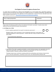 Civil Rights Pre-award Compliance Review Form - Arizona