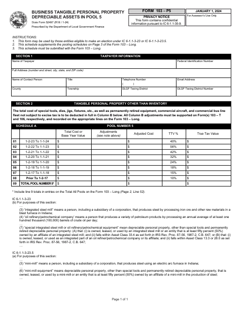 State Form 52497 (103-P5)  Printable Pdf
