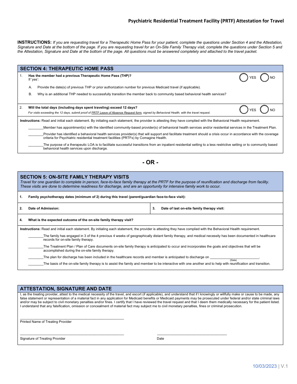 Psychiatric Residential Treatment Facility (Prtf) Attestation for Travel - Alaska, Page 2