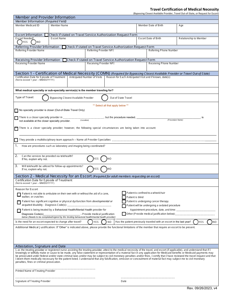 Alaska Travel Certification of Medical Necessity - Fill Out, Sign ...