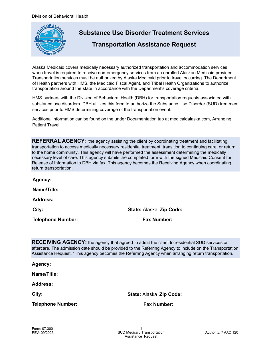 Form 07.3001 - Fill Out, Sign Online and Download Fillable PDF, Alaska ...