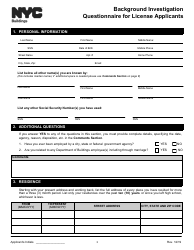 Background Investigation Questionnaire for License Applicants - New York City, Page 3