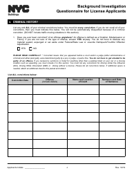 Background Investigation Questionnaire for License Applicants - New York City, Page 4