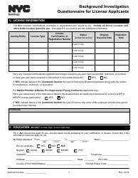 Background Investigation Questionnaire for License Applicants - New York City, Page 5