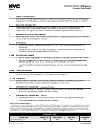 Instructions for Form LIC1 Agency License Application - New York City, Page 2