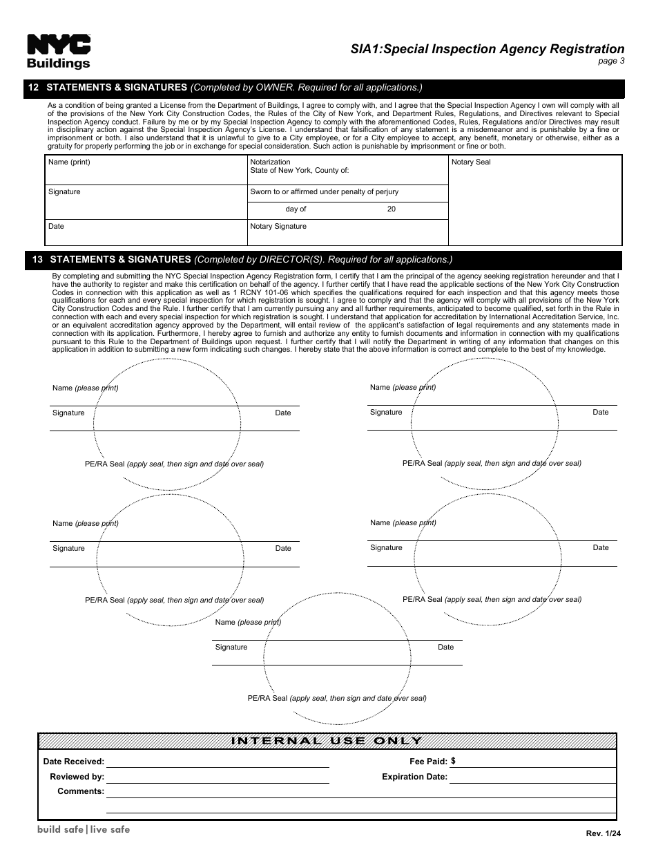 Form SIA1 Special Inspection Agency Registration - New York City, Page 3