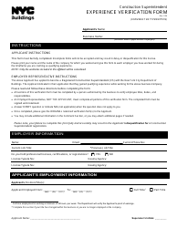 Experience Verification Form - New York City