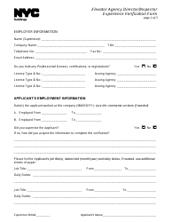 Elevator Agency Director/Inspector Experience Verification Form - New York City, Page 2