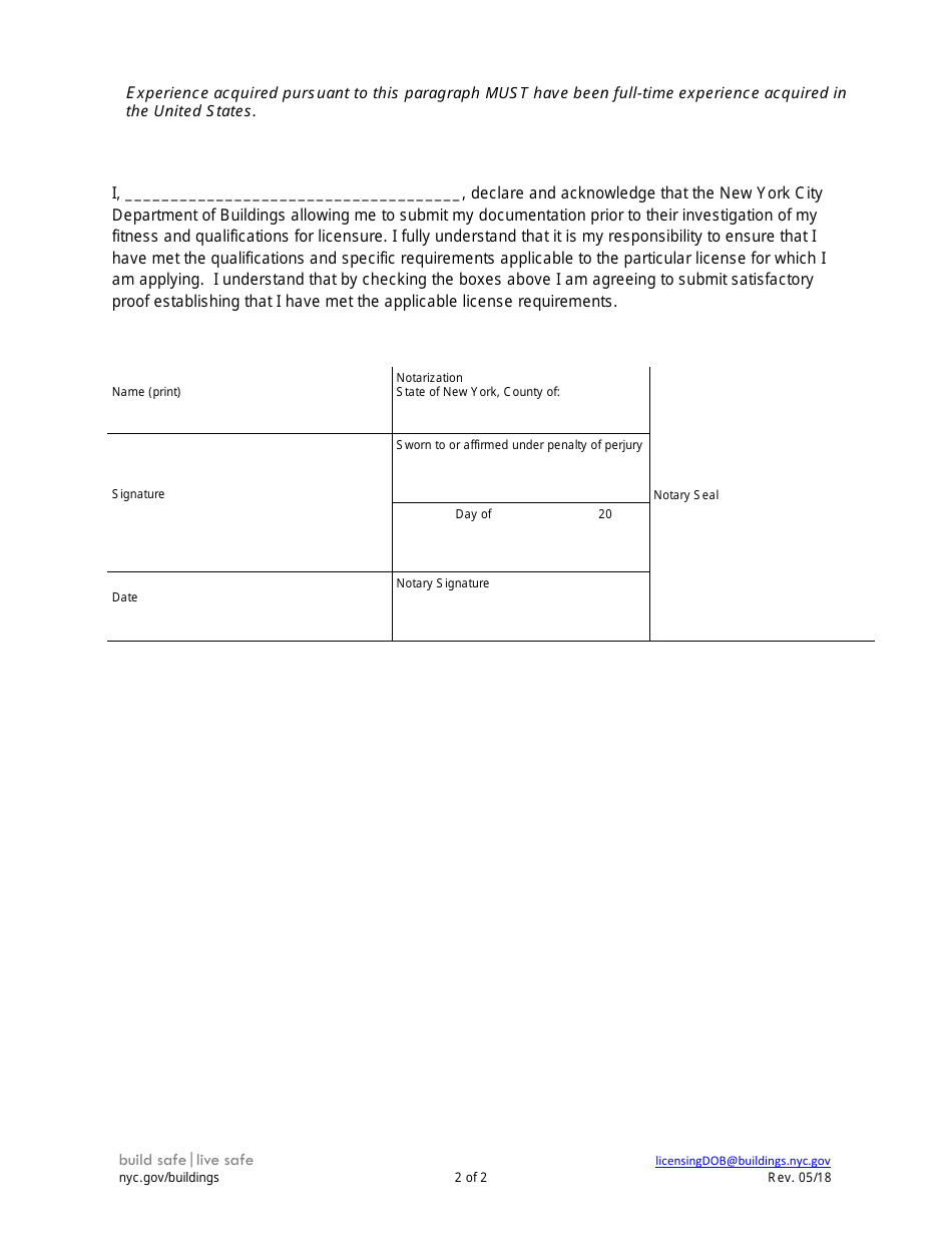 Supplemental Investigation Questionnaire: Concrete Safety Manager - New York City, Page 2