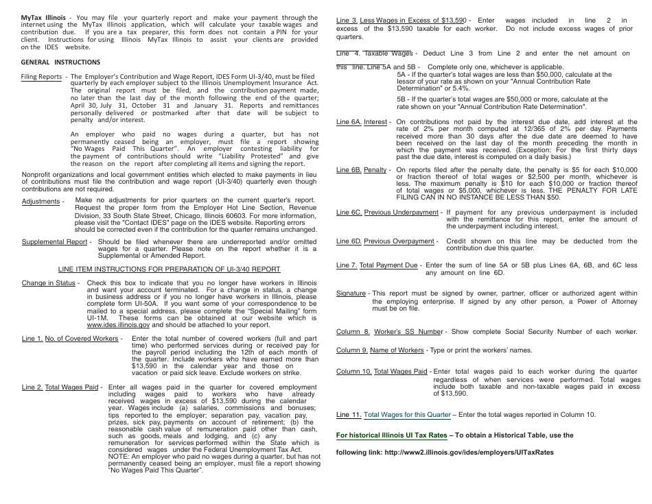 Form UI-3 / 40 Employers Contribution and Wage Report - Illinois, Page 3