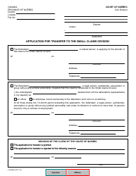 Form SJ-855A Application for Transfer to the Small Claims Division - Quebec, Canada, Page 2