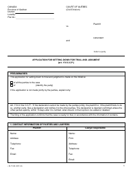 Form SJ-1100A Application for Setting Down for Trial and Judgment - Quebec, Canada, Page 2