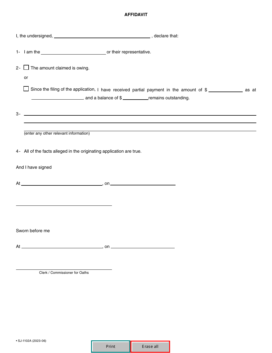 Form SJ-1102A Application to Have a Case Set Down for Judgment by Default - Quebec, Canada, Page 3