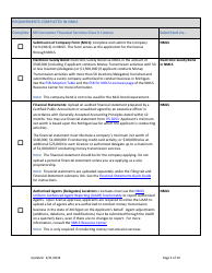 Mi Consumer Financial Services Class II License New Application Checklist (Company) - Michigan, Page 4