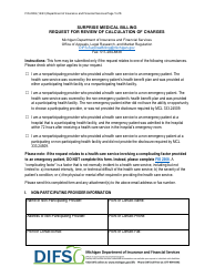 Form FIS2369 Surprise Medical Billing Request for Review of Calculation of Charges - Michigan