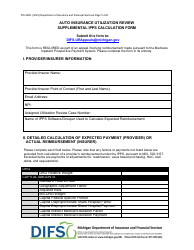 Form FIS2382 Auto Insurance Utilization Review Supplemental Ipps Calculation Form - Michigan