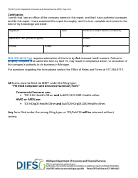Form FIS0318 Complaint and Grievance Summary - Michigan, Page 2