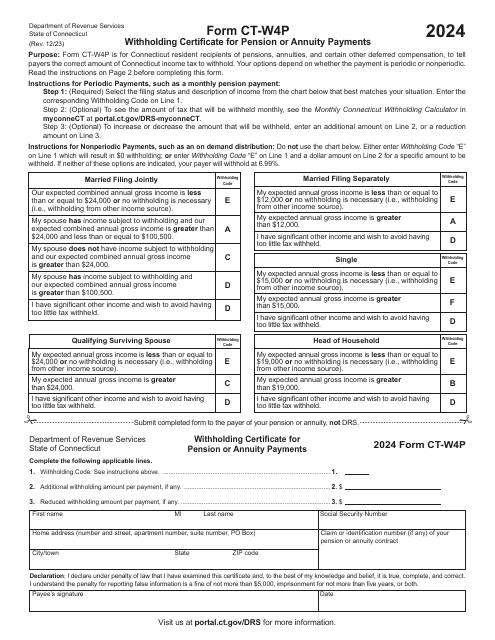 Form CT-W4P Withholding Certificate for Pension or Annuity Payments - Connecticut, 2024