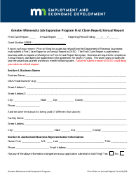 Document preview: Greater Minnesota Job Expansion Program First Claim Report/Annual Report - Minnesota
