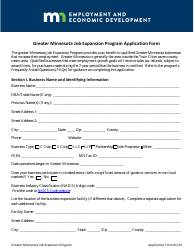 Greater Minnesota Job Expansion Program Application Form - Minnesota