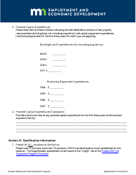 Greater Minnesota Job Expansion Program Application Form - Minnesota, Page 3