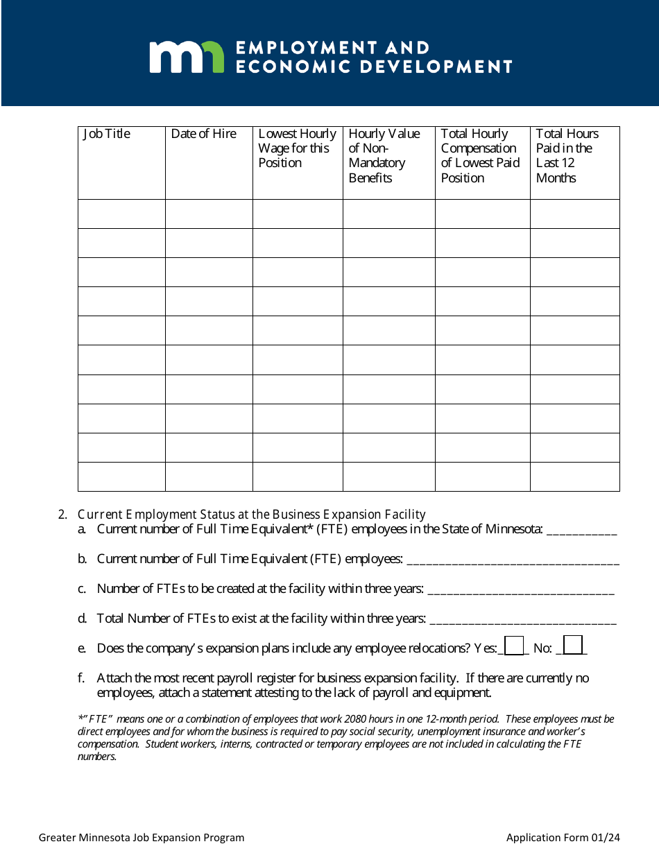 Greater Minnesota Job Expansion Program Application Form - Minnesota, Page 4