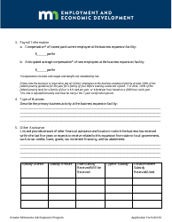 Greater Minnesota Job Expansion Program Application Form - Minnesota, Page 5