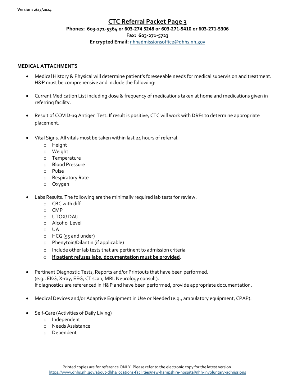 Care Traffic Control Referral Checklist Reference Guide - New Hampshire, Page 3