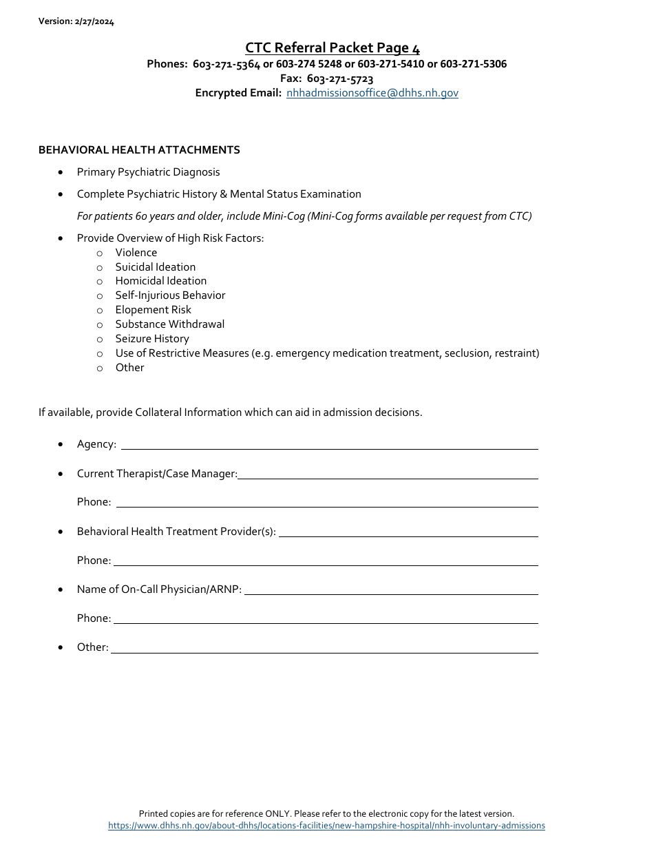 Care Traffic Control Referral Checklist Reference Guide - New Hampshire, Page 4