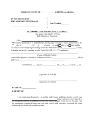 Authorization for Release Affidavit (Individual(S) or Parent(S)) - Alabama