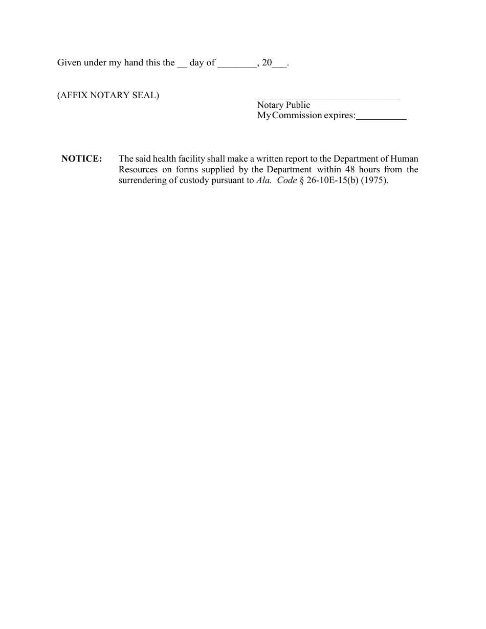 Authorization for Release Affidavit (Licensed Child Placing Agency) - Alabama, Page 2