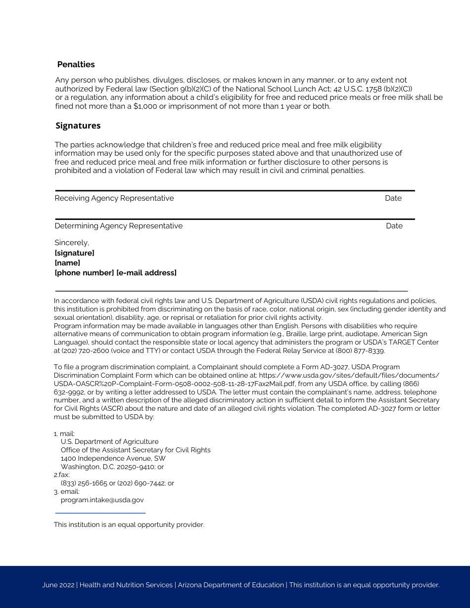 Disclosure Agreement for Information With Other Programs - Arizona, Page 3