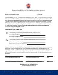 Document preview: Request for Adeconnect Entity Administrator Account - Arizona