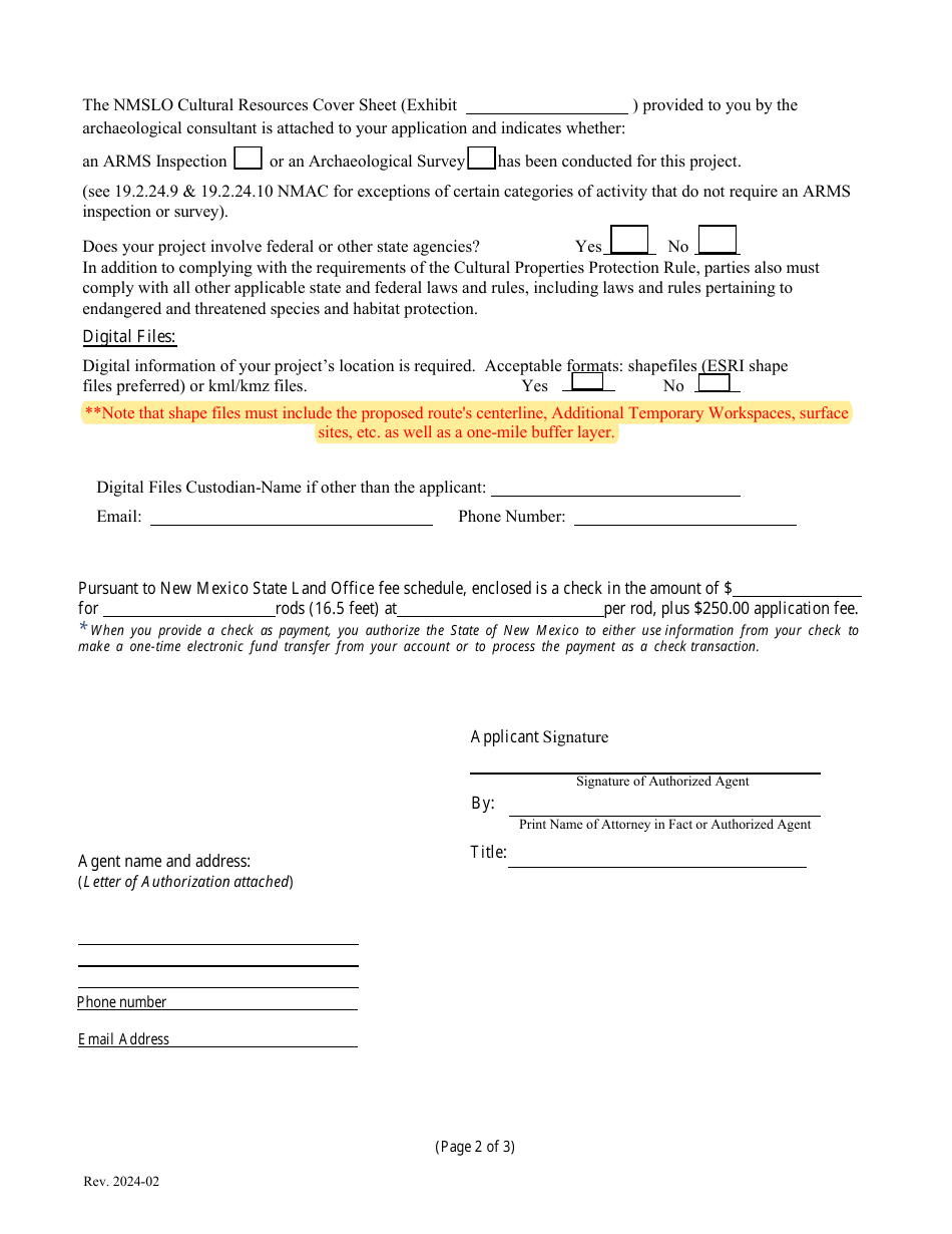 Application for Right-Of-Way Easement - New Mexico, Page 2