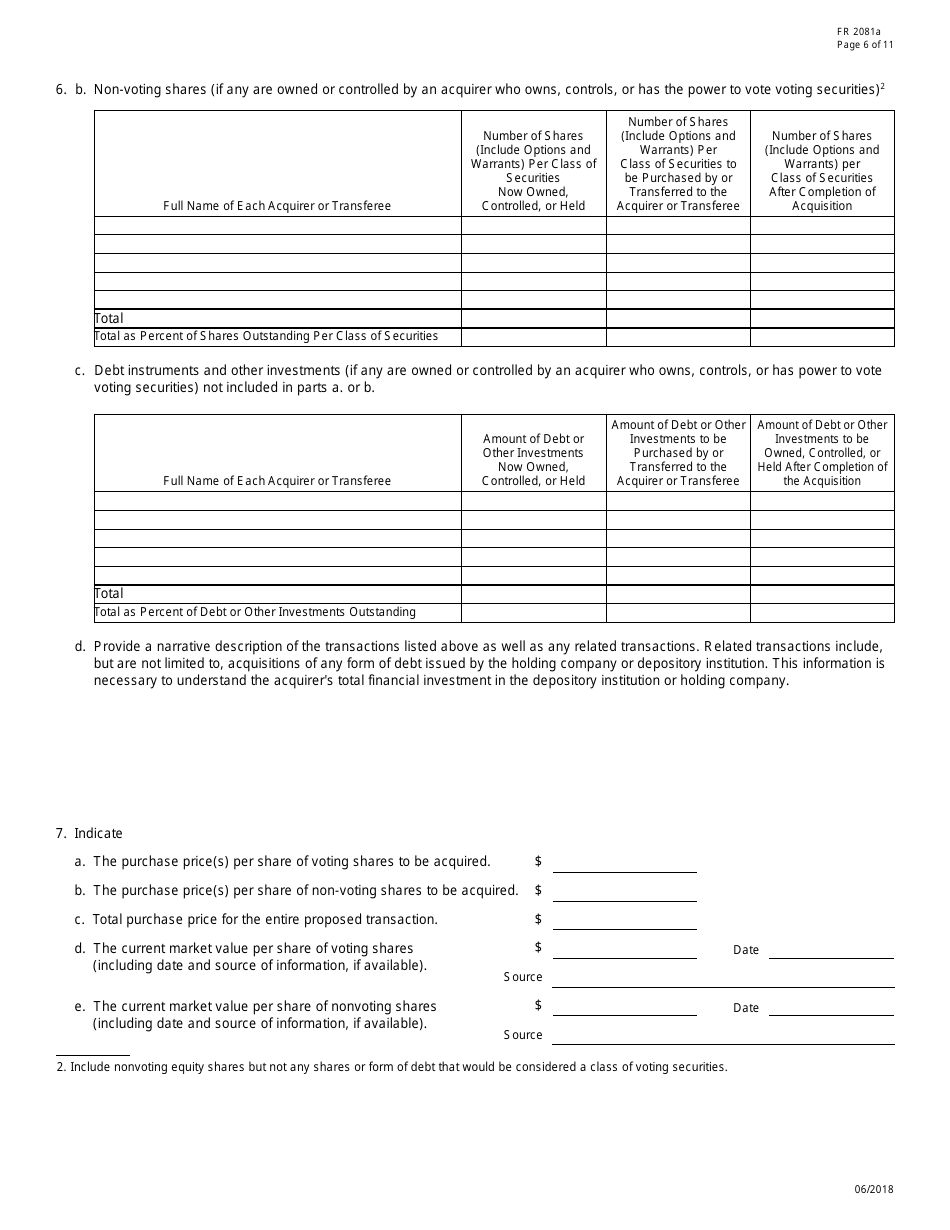 Form FR2081A Interagency Notice of Change in Control, Page 6