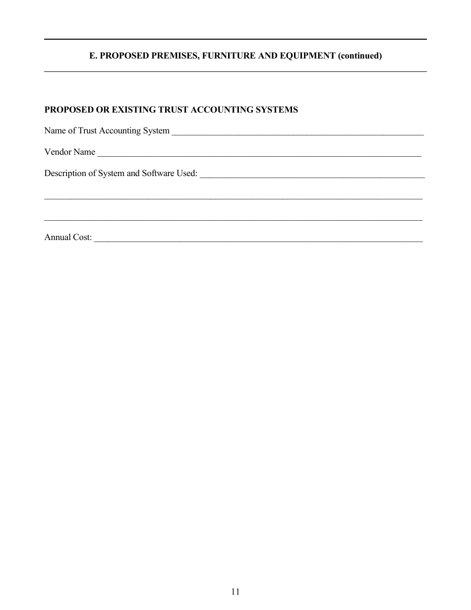 Application for Authority to Organize a Trust Company - Idaho, Page 11