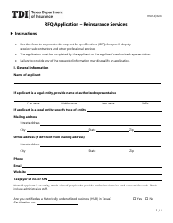Form FIN614 Rfq Application - Reinsurance Services - Texas